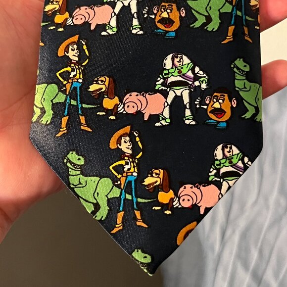Handmade Silk Tie Featuring Disney's Toy Story Characters - Picture 1 of 3